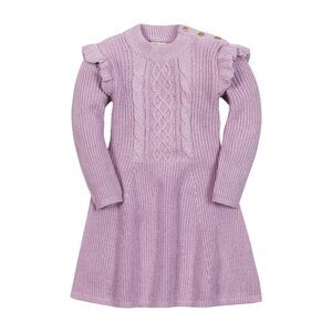 NWT Hope & Henry Cotton Flutter Detail Sweater Dress Lavender Heather Purple 10
